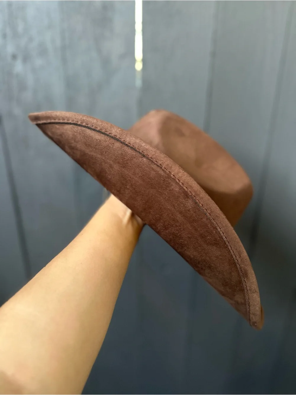 Brown Western Cowboy Hat with Decorative Leather Band - Picture 2 of 3
